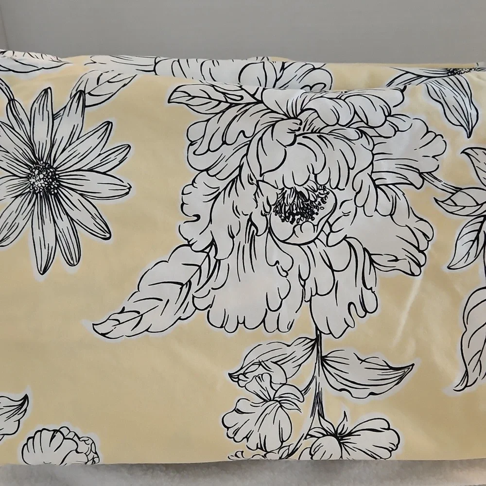 Charter Club Damask Floral Botanical Yellow White Contemporary Twin Duvet Cover